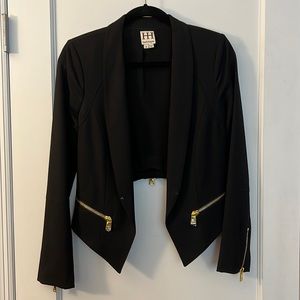 Haute Hippie Cropped Moto Jacket with Zip Accents